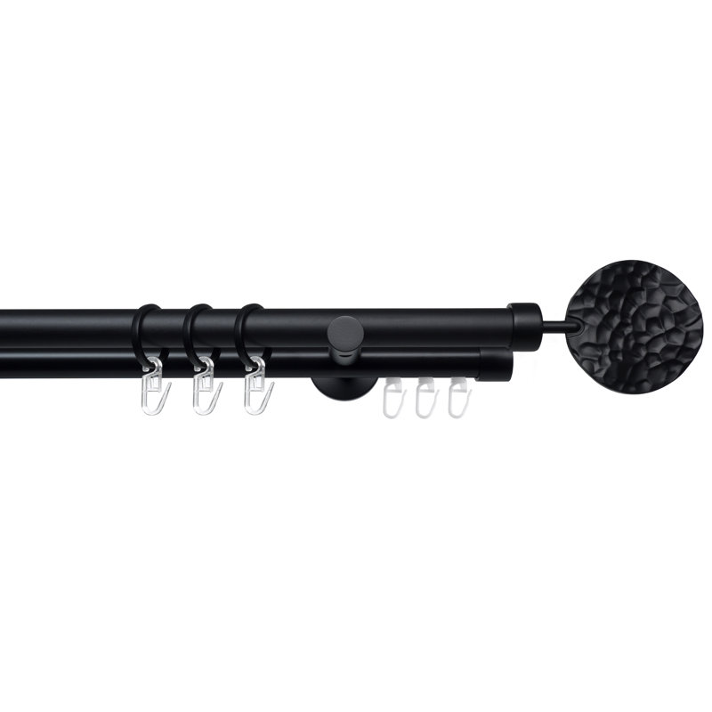 Jessica Curtain Pole Set, 3cm H x 240cm W x 12cm D, Black
