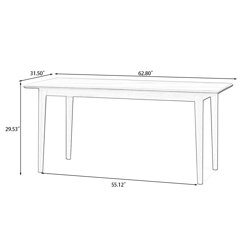 White Rectangular Sintered Stone tabletop Dining table, 29.53" H x 62.8" W x 31.5" D