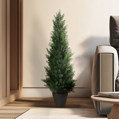 Adcock Faux Cedar in Pot, Fake UV Rated Potted Tree, Faux Green Plant, Fake Tree for Home Décor