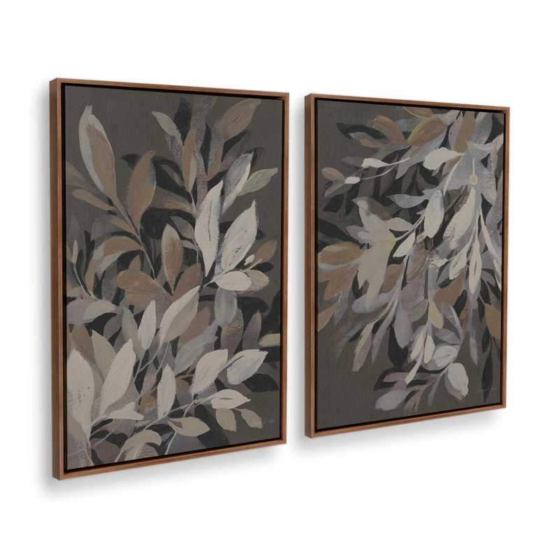 «Midnight Petal Dance», ensemble de 2 impressions sur toile, Noyer, Impression encadrée sans passe-partout, H 31 po x l 42 po