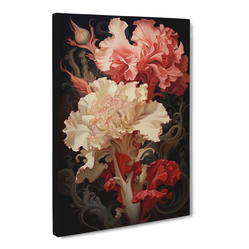 Carnation Flower Rococo - Wrapped Canvas, 60cm H x 40cm W x 3cm D