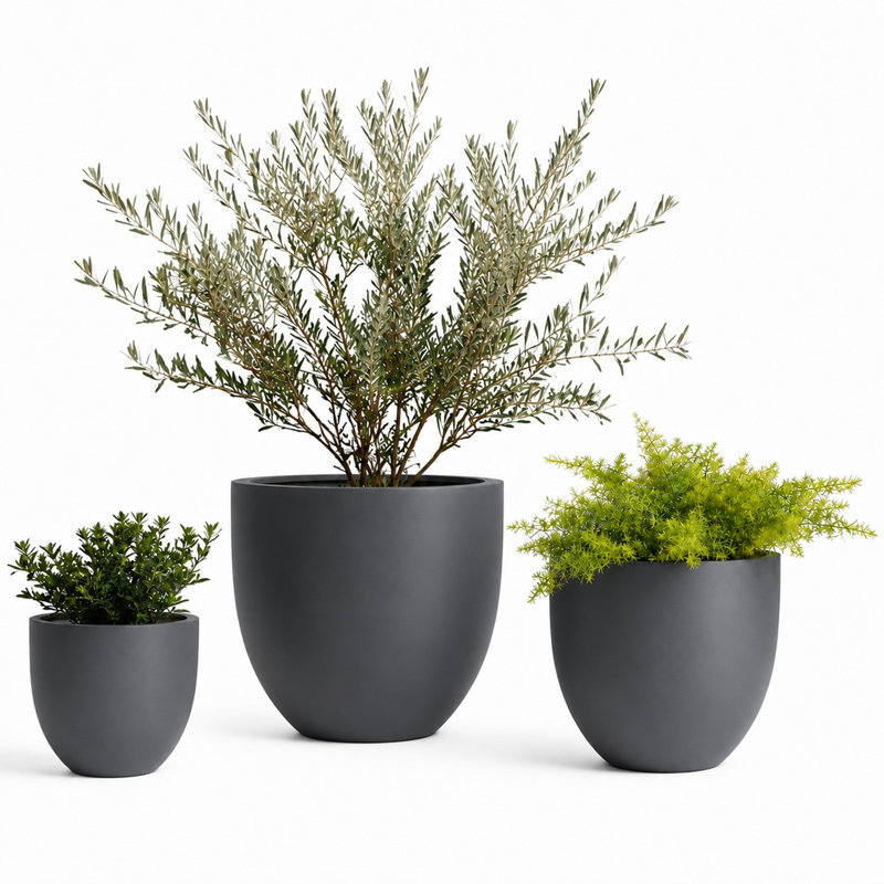 Dorlis Handmade Pot Planter, 15" H x 18" W x 18" D, Charcoal