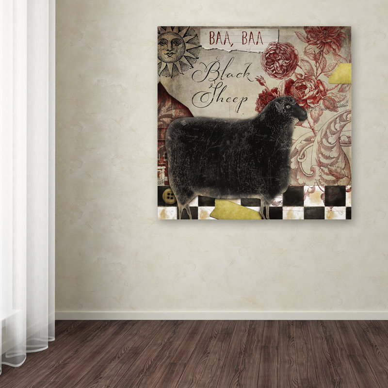 «Jadaya Baa Baa Black Sheep» par Color Bakery, impression sur toile tendue, H 35 po x l 35 po x P 2 po