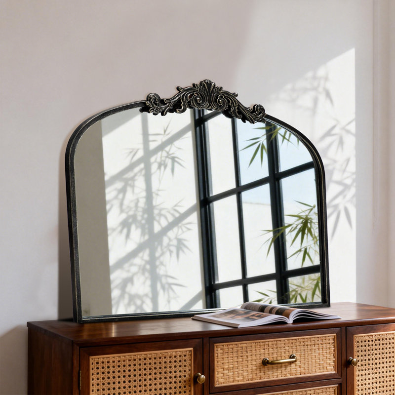 Metal Framed Vintage Accent Mirror, Black, 29" x 36"