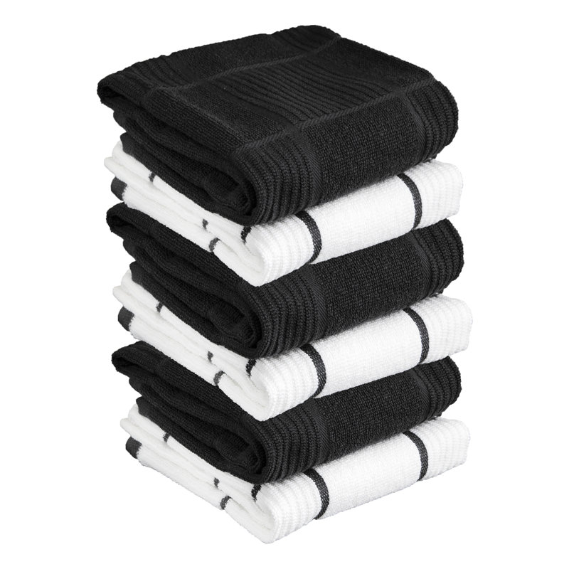 T-fal Solid and Check Dish Cloth, Charcoal