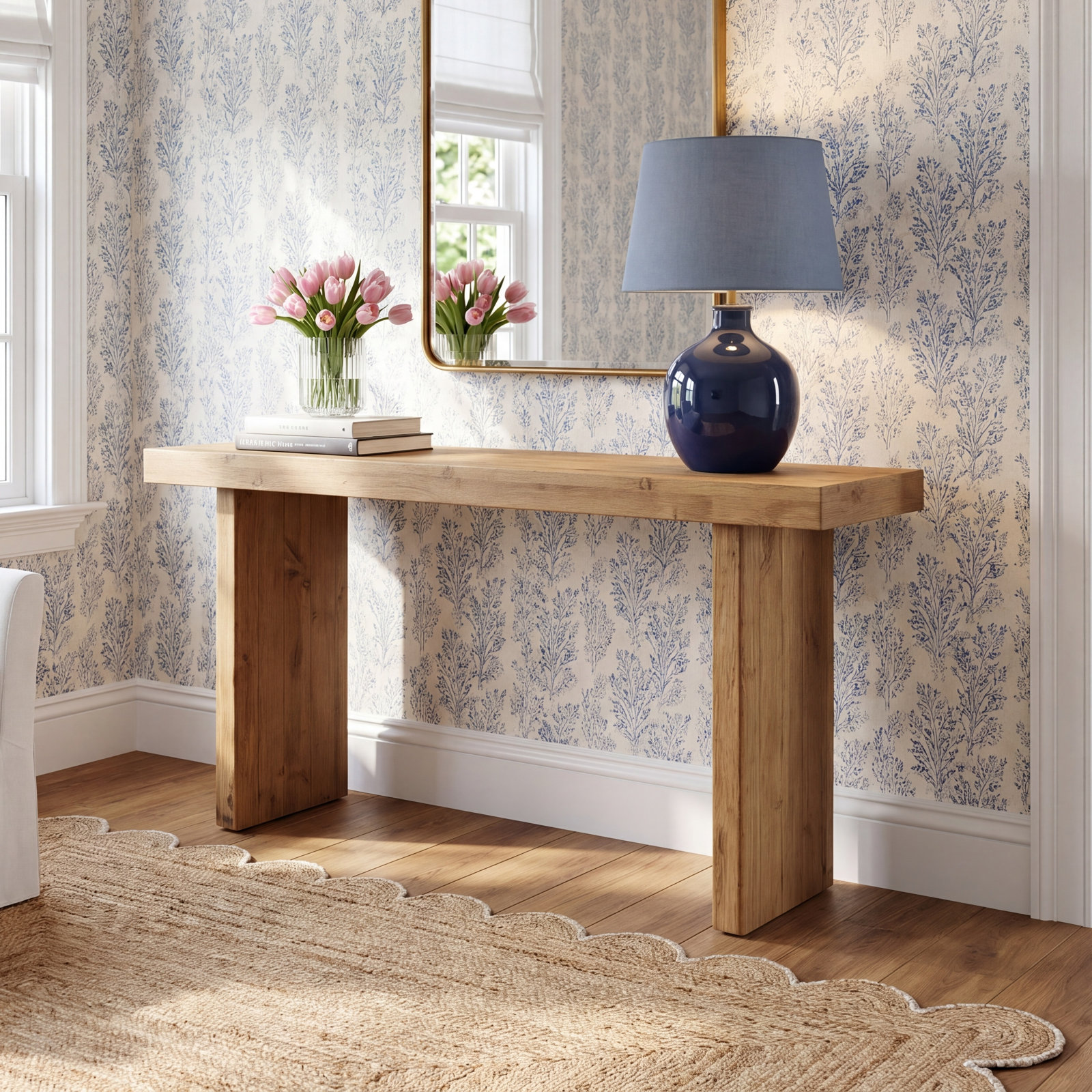 Thompkins 60'' Solid Wood Console Table, Aged Brown
