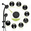 Douche noire matte avec barre coulissante réglable, boyau double en acier inoxydable de 59 po avec bras et main, support