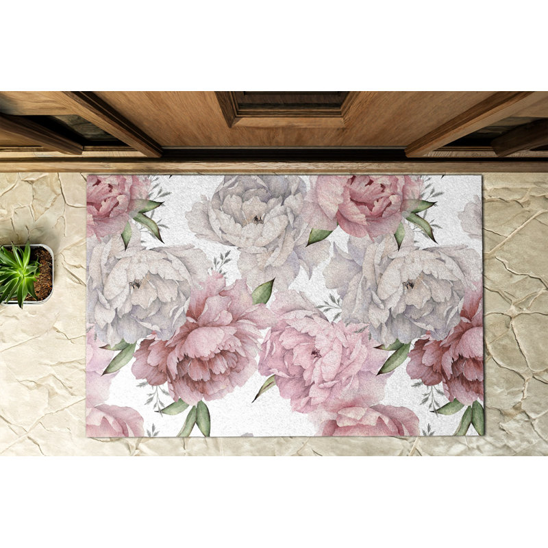 Non-Slip Floral Outdoor Doormat