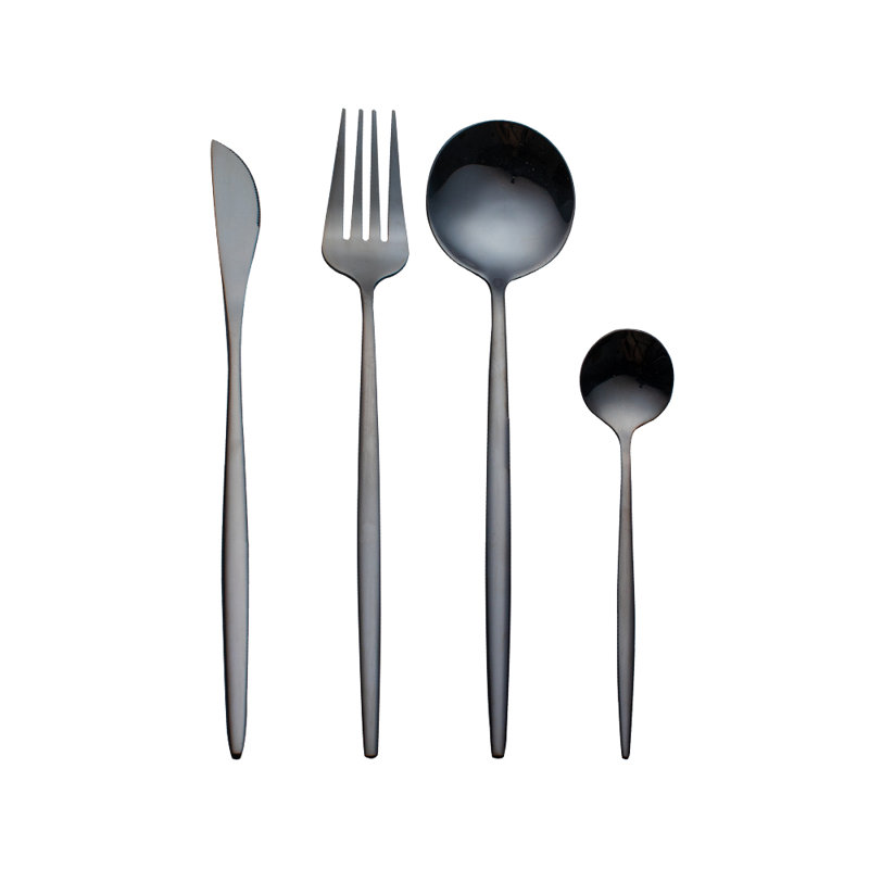 Szeto 4 Piece Cutlery Set, Service for 1, Black