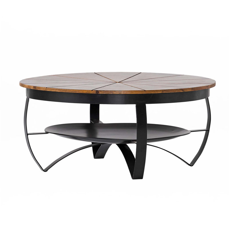 Meroy Round Mango Wood and Iron Coffee Table