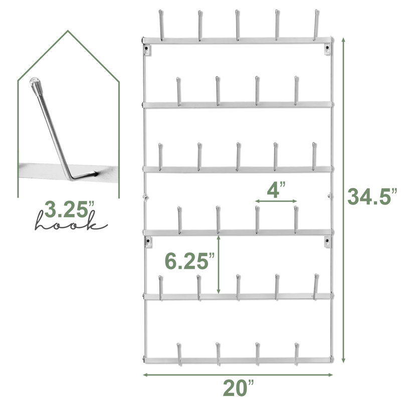 Sorbus 6-Tier Wall Mounted Metal Mug Rack, Holds 27 Mugs, Silver, Silver