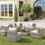 Cawanna 7-Piece Outdoor Rattan Seating Group with Cushions