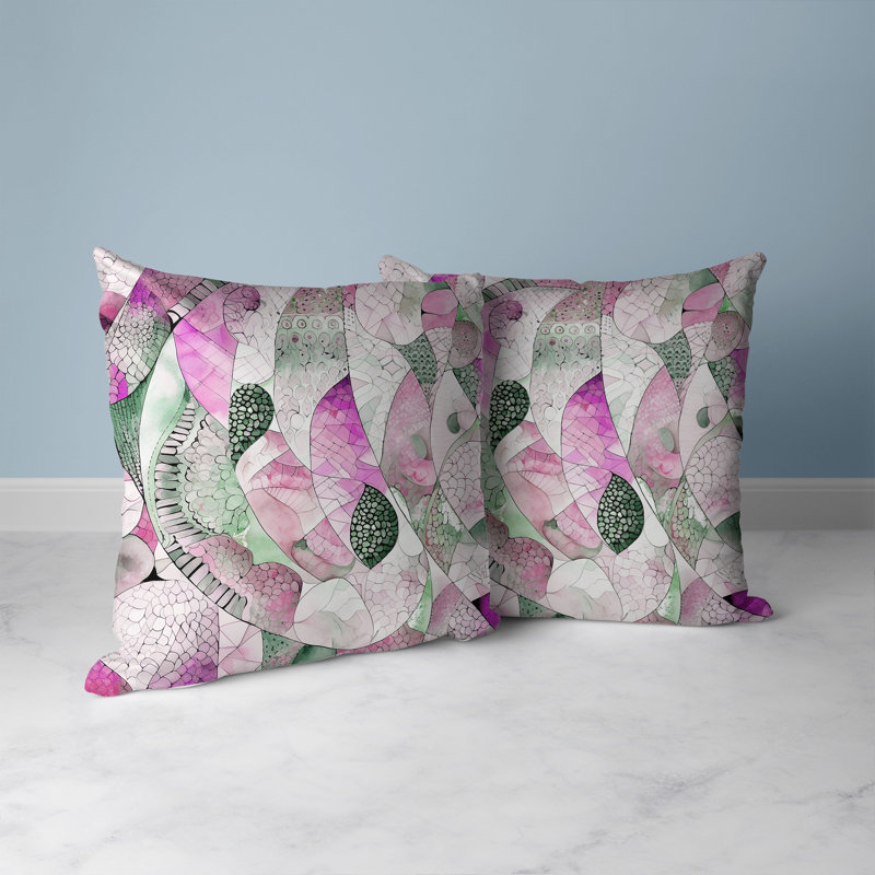 Purple and Green Abstract Square Indoor/Outdoor Pillow