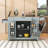 Rolling Kitchen Island Cart with Built-in Power Outlet, Storage Cabient and Trash Can-2116294576
