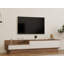 Meuble télé moderne avec plusieurs tablettes, pin atlantique et blanc, 63,0 po x 13,8 po x 13,8 po | 100% panneau de particules enduit de mélamine, épaisseur: 0,7 pouce | Conception élégante pour un rangement supplémentaire dans le salon ou l'espace de divertissement-700689284