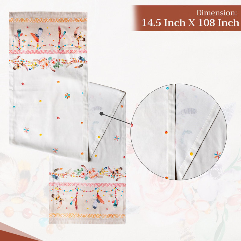 Chemin de table 100% coton Maison d’Hermine, L 108 po x l 14,5 po