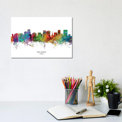 Orlando Florida Skyline by Michael Tompsett - Wrapped Canvas Painting