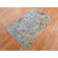 Tapis gris en laine et en soie noué à la main de conception abstraite 3 pi x 5 pi 4DAC9DB96FE64D499C51A0E57C9A0152