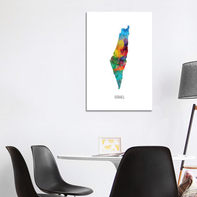 Israel Map by Michael Tompsett - Wrapped Canvas Print