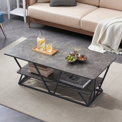 Table basse rectangulaire à 2 niveaux, gris