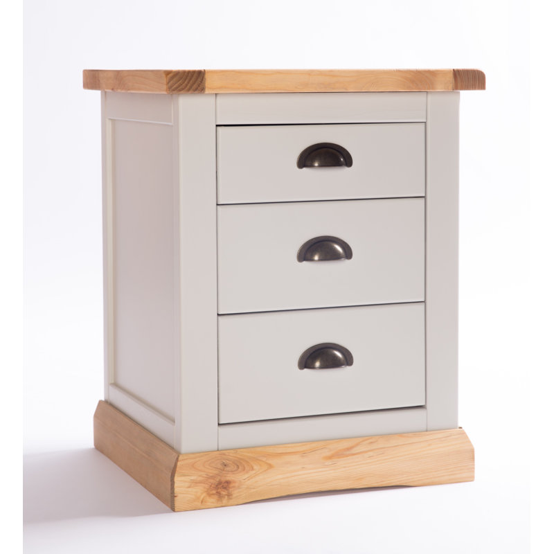 Nicholas 45 cm W Bedside Table, Grey/Brass