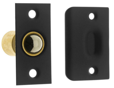 Solid Brass Wide Square Roller Ball Catch, Matte Black