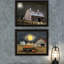 «2 Autumn Moonlit Nights», art mural en bois et papier multicolore