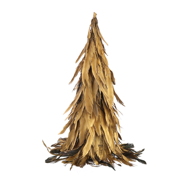 Arbre à plumes, H 16 po x l 11,5 po x P 11,5 po, Or