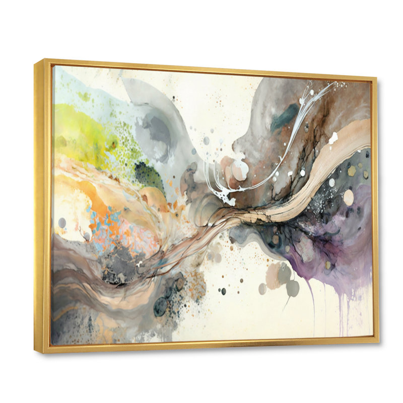 Art mural sur toile Subtile Serenity, Cadre flottant doré, H 34 po x l 44 po x P 1,5 po