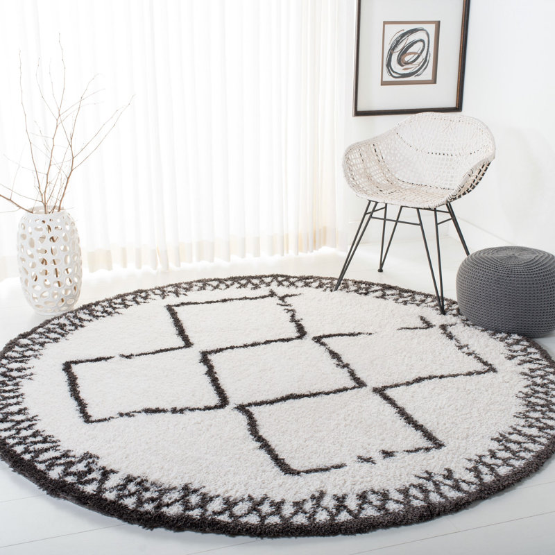 Allon Shag 200 Performance Geometric Rug, Round 6'7"