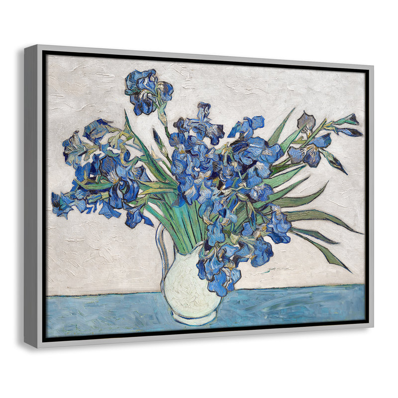 Imprimé iris bleu par Vincent Van Gogh, H 25,5 po x l 19,5 po, Argent flottant, Pas de tapis