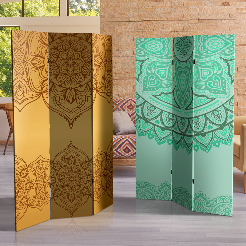 47.25'' 3 - Panel Folding Room Divider, Gold