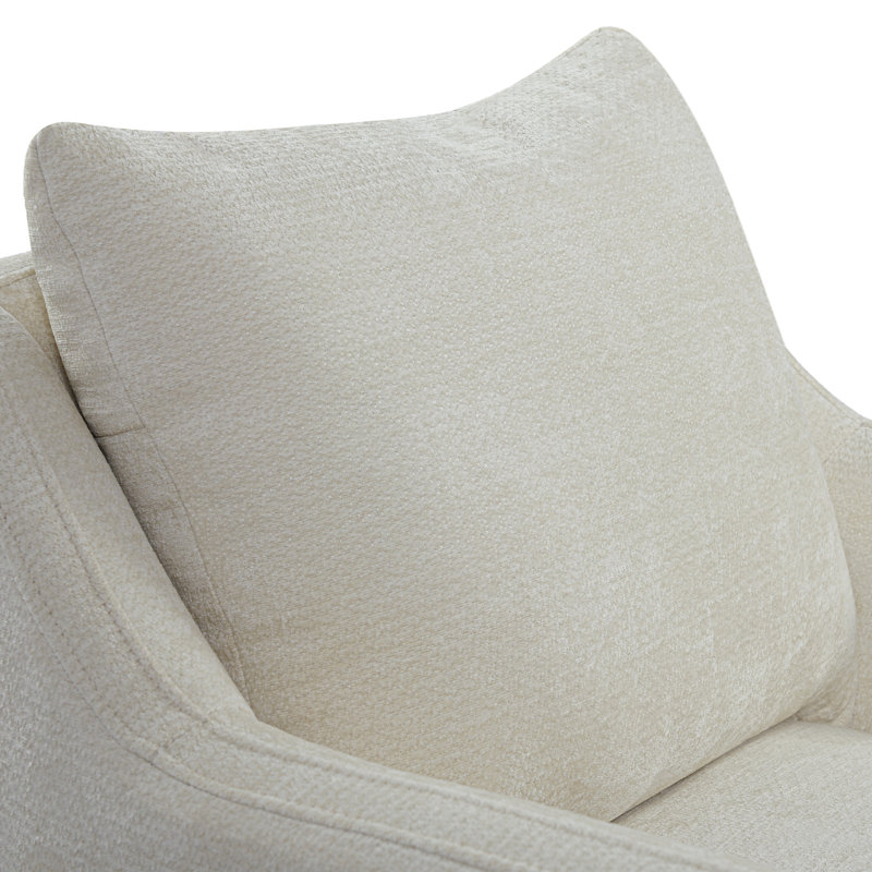 Fauteuil d'appoint moderne pivotant à 360° entièrement assemblé, recouvert de chenille, Beige