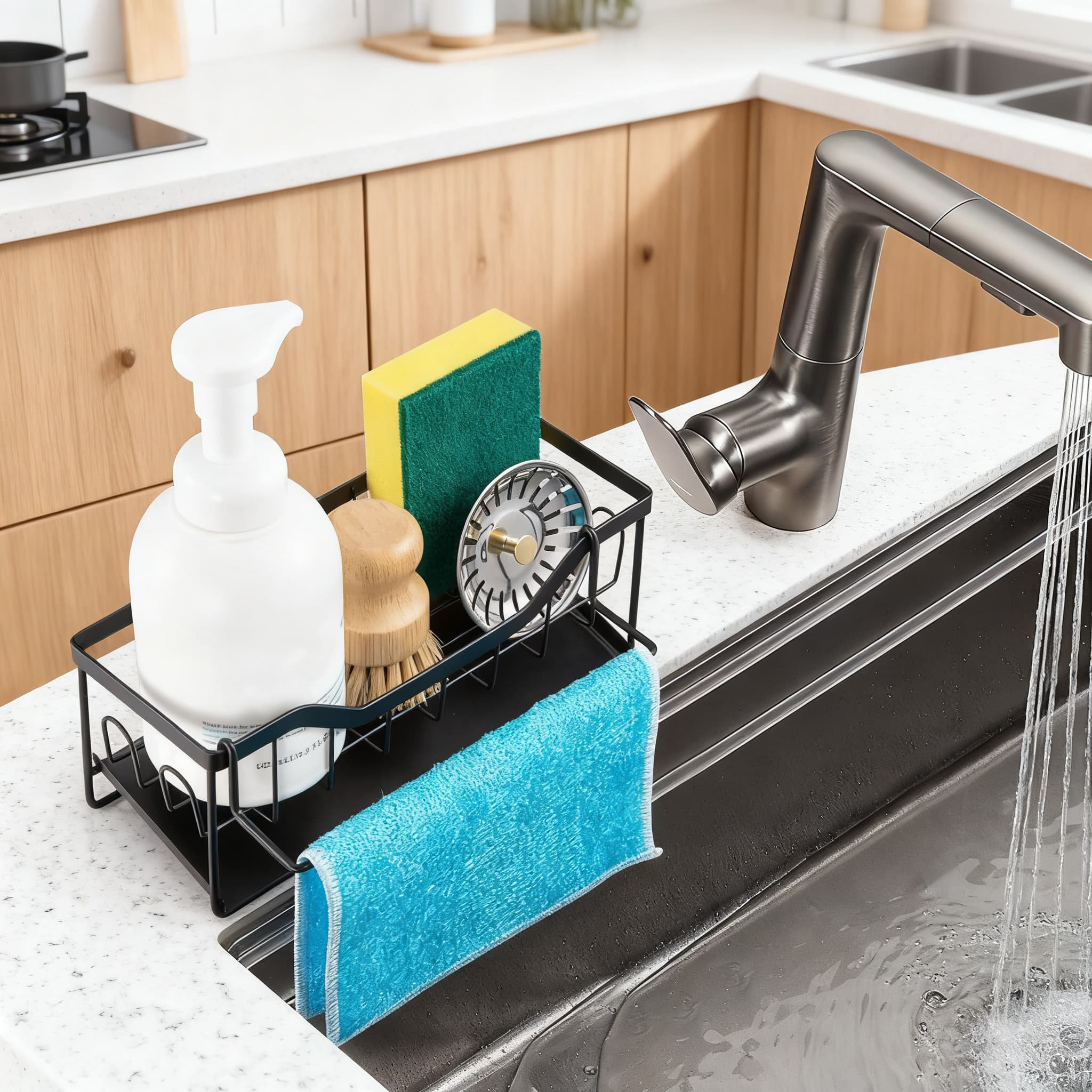 cangbaoge Stainless Steel Kitchen Sink Organizer With Auto Drain Tray ...