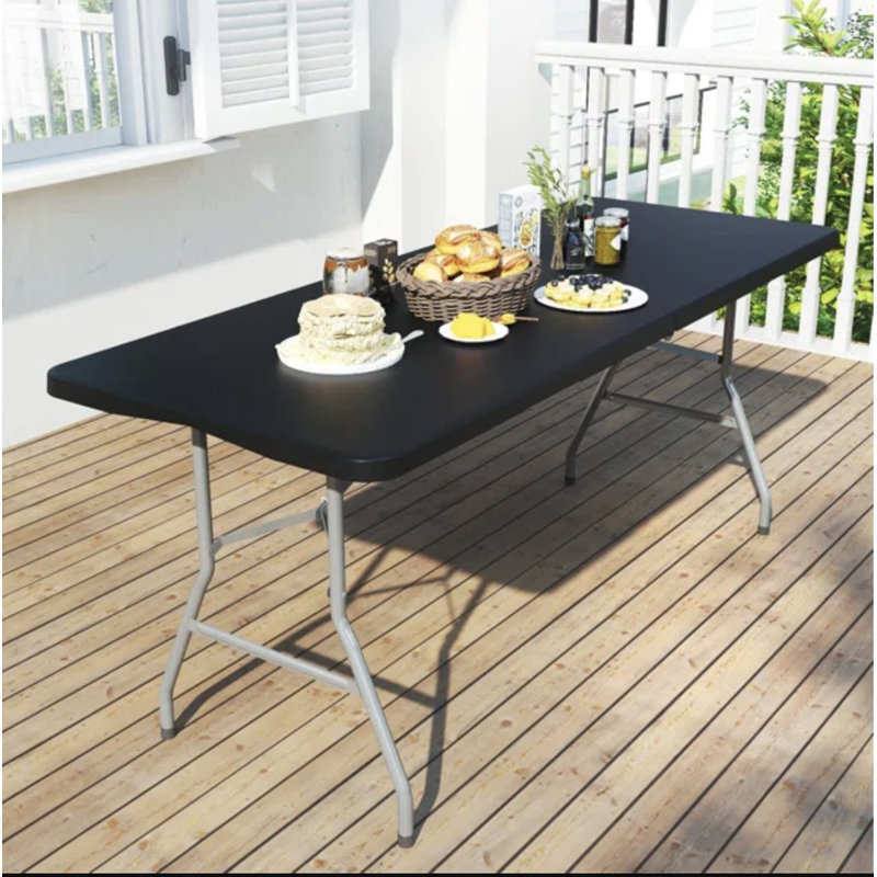 6ft Heavy Duty Folding Table, Portable Indoor & Outdoor For Home, Office & Events, Black
