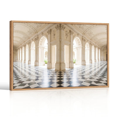 Ensemble de 1 tableau sur toile à motif damier en forme d'arche