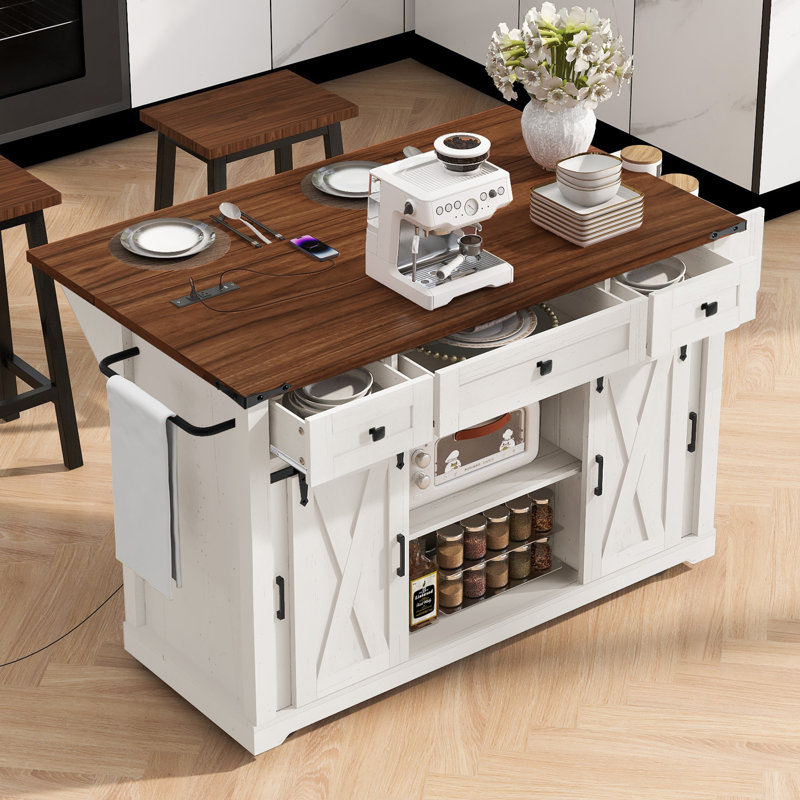 This White Retro-Style Kitchen Countertop Features Ample Storage Space, A Barn Door With A Metal Mesh Door, And Is Fully Functional And Suitable For Home Use.