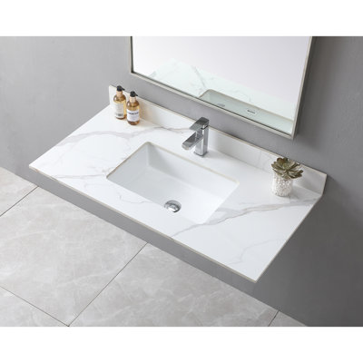 Classic Sintered Stone Bathroom Vanity Top 43X22 With Undermount Ceramic Sink And Backsplash 43"X22" For Fashionable Style