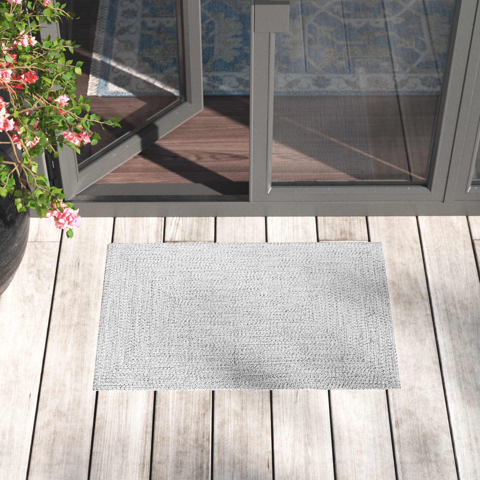 Bronte Casual Braided Gray/White Indoor/Outdoor Rug Birch Lane Rug Size: Rectangle 2' x 3