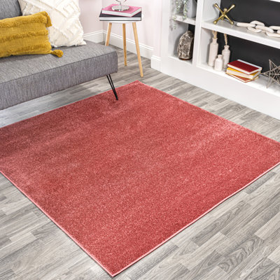 Asalia Solid Low-Pile Red Rug