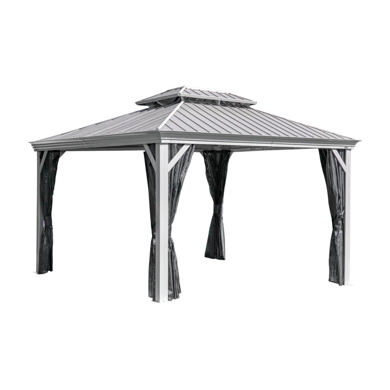 Monaco 12' x 12' Champagne Aluminum Hardtop Gazebo