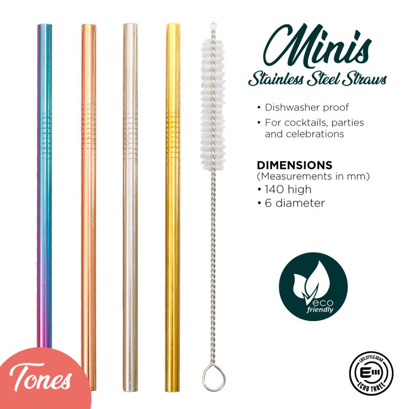 Echo Three Novelty Stainless Steel Reusable Straws
