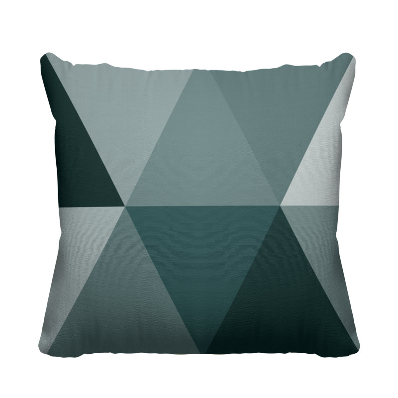 Coussin décoratif intérieur / extérieur Isla, L 19 po x H 19 po, Émeraude géométrique 1