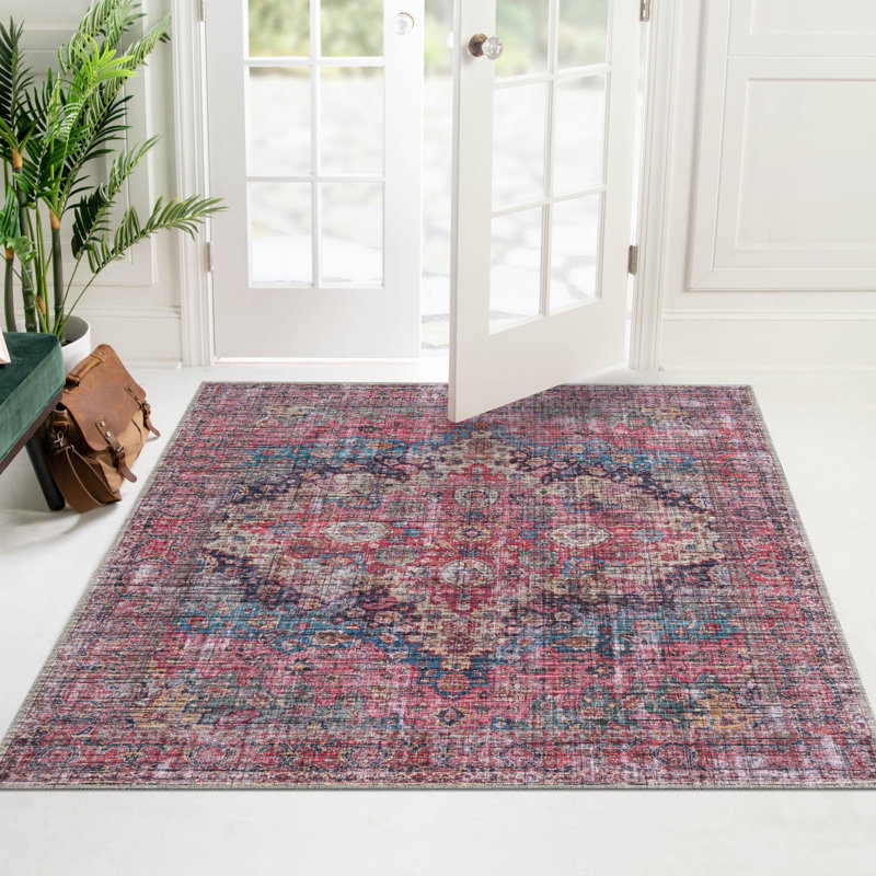 Gutshall Chenille Oriental Indoor Rug, Round 7'3"