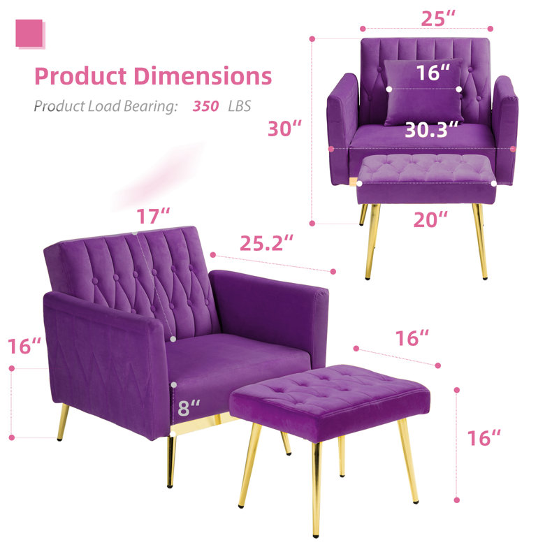 Fauteuil d'appoint Siemon, Velours mauve