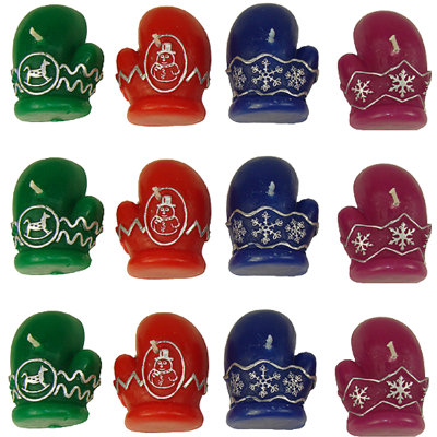 Bougies de Noël flottantes en cire de Noël - 2,25 po - Multicolore - ensemble de 12
