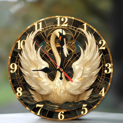 Magnifique horloge murale élégante cygne