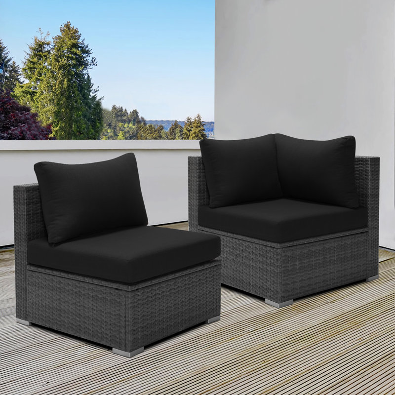 Delain Hokku Designs 20 - Piece Custom Size Outdoor 4'' Cushion Cover, Black