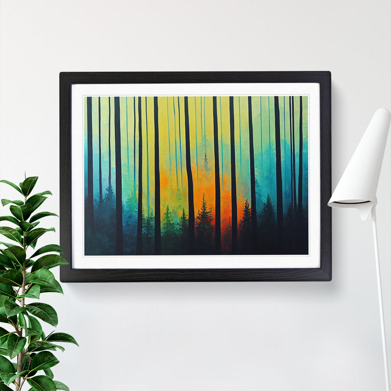 Summer Forest Painted Vol.2 - Single Picture Frame Painting, Black, 34cm H x 46cm W x 2cm D