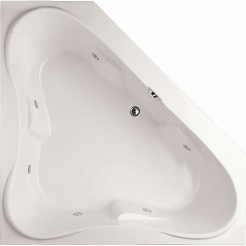 Baignoire tourbillon d'angle en acrylique Designer 60 "x 60", Blanc, Nickel satiné